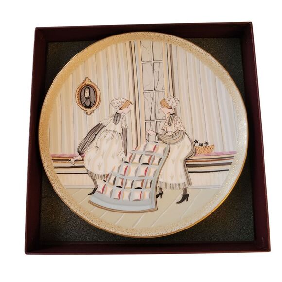 P. BUCKLEY MOSS "HOMEMAKERS A- QUILTING" 8.5" PLATE - Picture 5 of 5